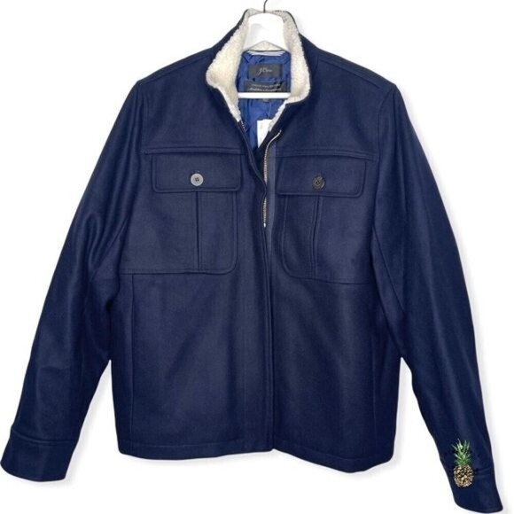 J. CREW Melton Wool Blue Jacket - Picture 1 of 11